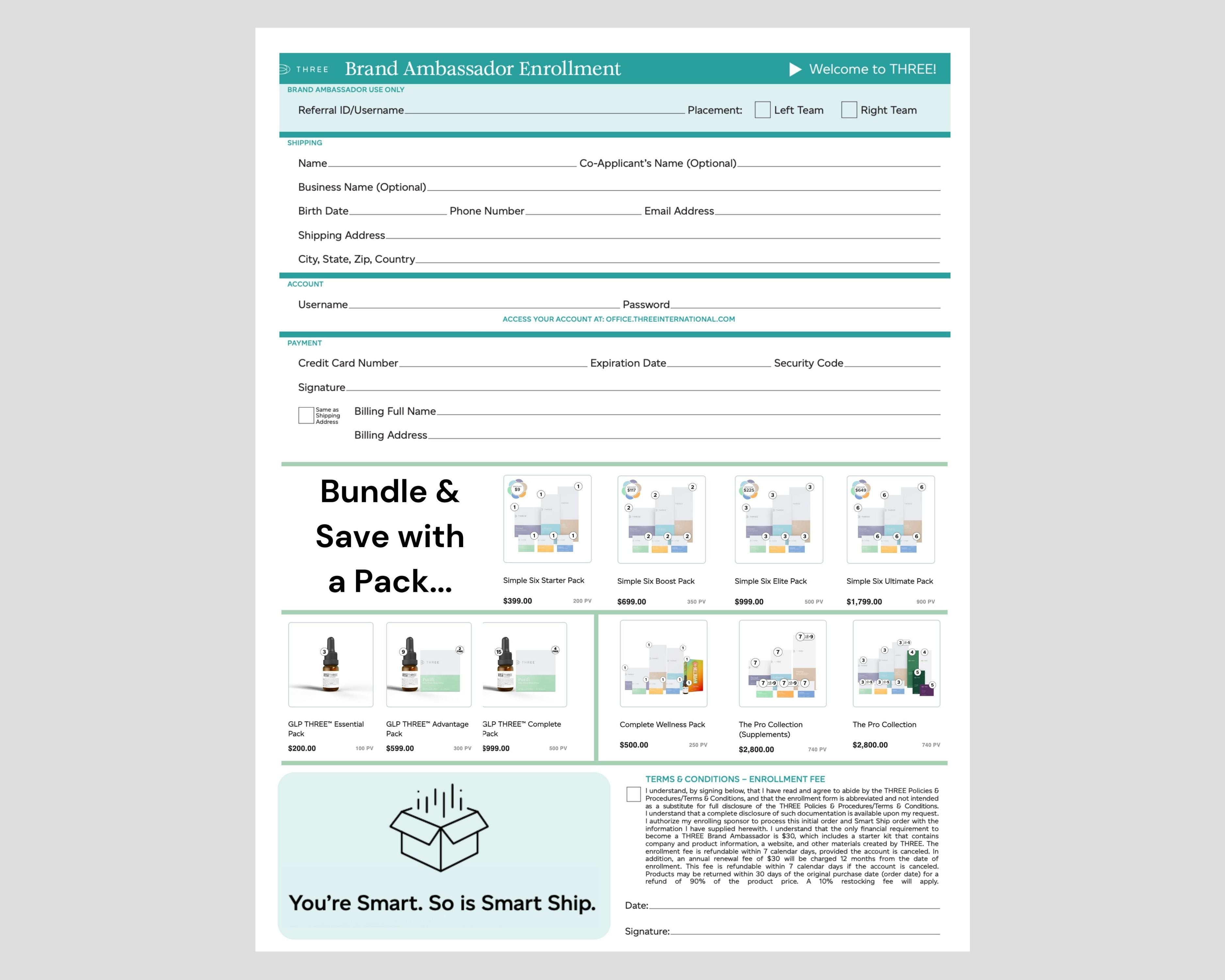8.5 x 11 inch Enrollment Form with GLP Benefits